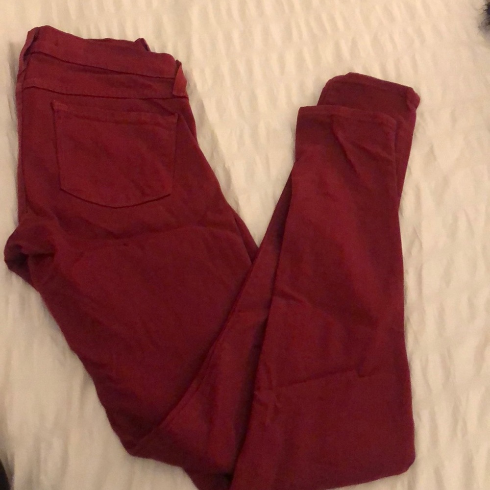 Red skinny pants